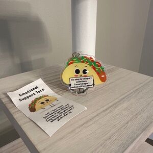Emotional Support Taco Keychains With Inspirational Card & Tassel